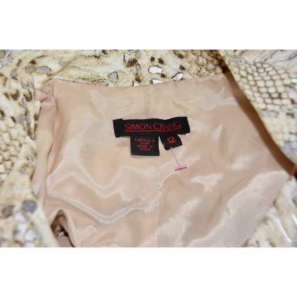 SIMON CHANGE Faux Snake Print Designer Blazer Jacket Size 12 - Picture 9 of 9